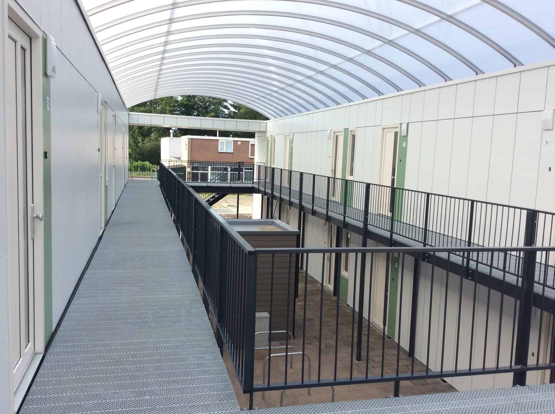De bovenste verdieping van de semipermanente woningen in Drachten