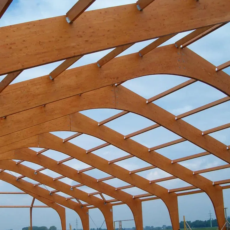 Houten constructie van balken